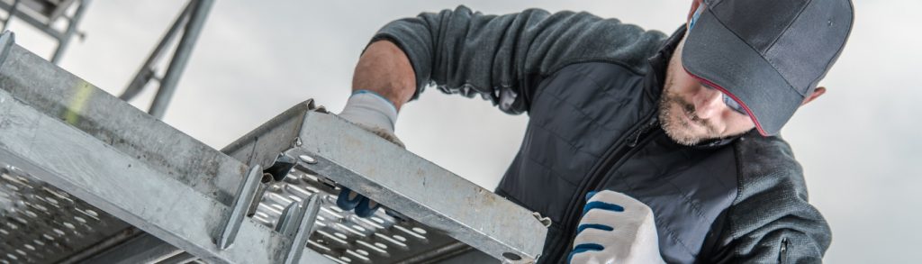 residential scaffolding setup at a home showing safe stable platform and guardrails