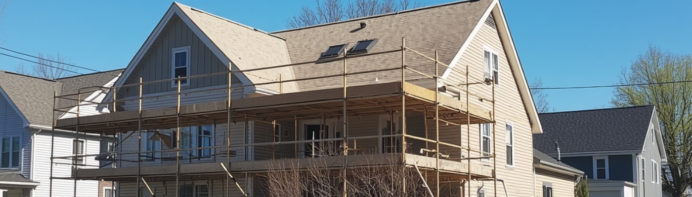 Temporary Roof Scaffolding for Renovation and Roof Replacement