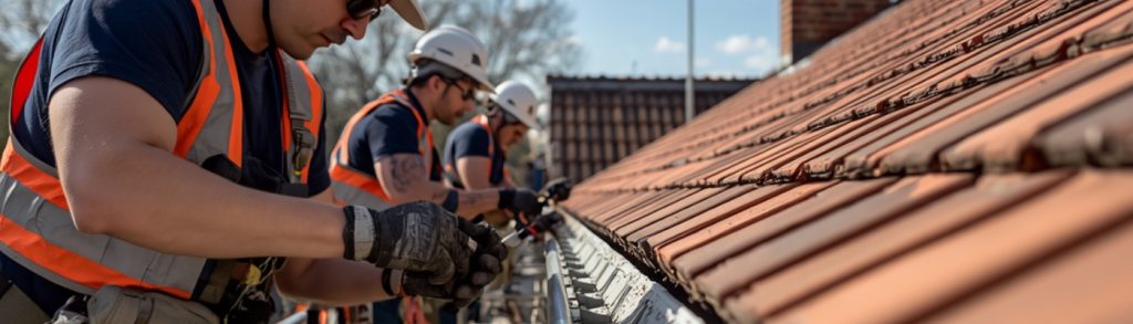 Professional scaffolders providing safe roof and gutter access