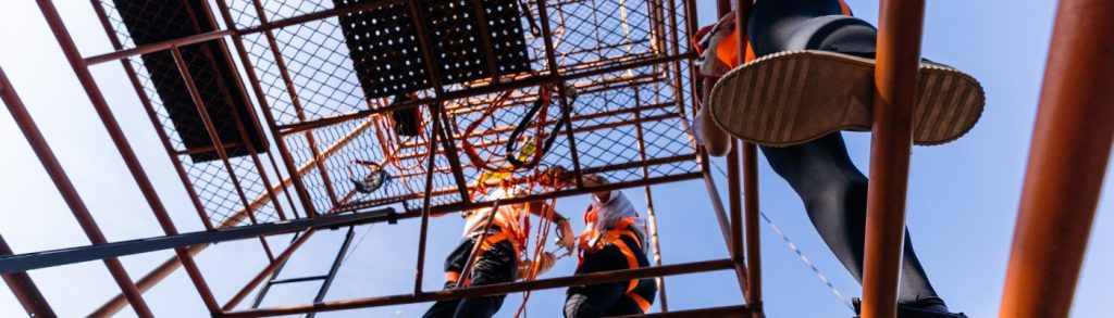 Safe scaffolding access supporting exterior painting and building maintenance work at height